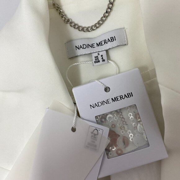 Nadine Marabi Lucille White Sequin Blazer Small NWT $495 - Picture 6 of 9